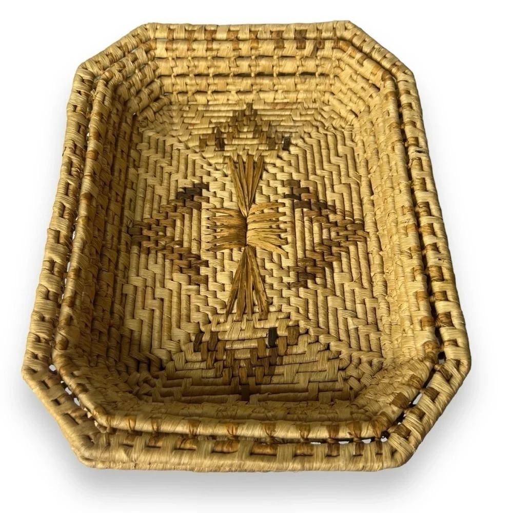 Matching Baskets -Set of 2- Wall Decor Catchall Raffia